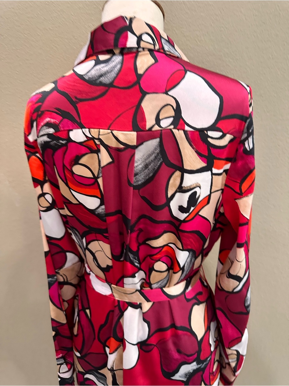 Chicos Shirt Dress Bold Pink Floral Shirt Dress with Tie Waist Small - Picture 10 of 16
